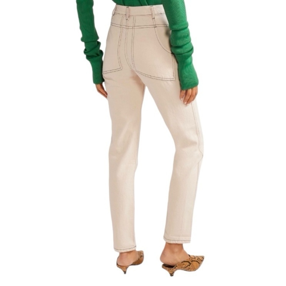 Eckhaus Latta El Jean White Ecru Black Stitch Straight Leg High Rise Jeans 27